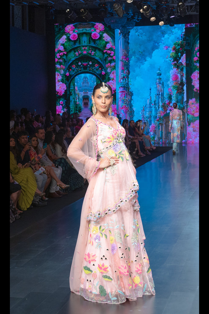 THE GARDENIA SHORT ANARKALI WITH FALRED PANTS IN BLUSH PINK