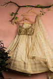 BEIGE MULTIPANEL GOLD LEHENGA SET WITH GOLD BLOUSE