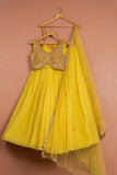 BUMBLEBEE YELLOW LEHENGA WITH COLORED BLOUSE