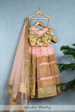 PINK & GOLD LEHENGA WITH OYSTER FLORAL BLOUSE & PINK DUPATTA