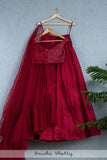 SANGRIA LEHENGA WITH SEQUENCE BLOUSE AND FRILL DUPATTA