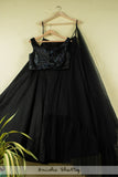 JADE BLACK LEHENGA WITH SEQUENCE BLOUSE AND FRILL DUPATTA