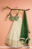IVORY LEHENGA WITH FOREST GREEN MIRROR BLOUSE & DUPATTA