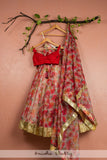 RED  PRINTED FLORAL LEHENGA WITH RED EMBROIDERED BLOUSE